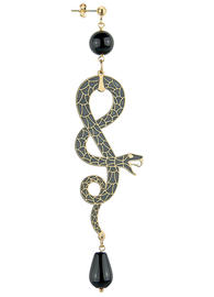 large-black-silver-coiled-snake-earring