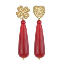 gothic-heart-fourleaf-clover-silver-ruby-drop-earrings