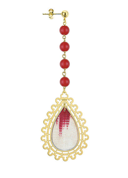 single-rosary-red-earring