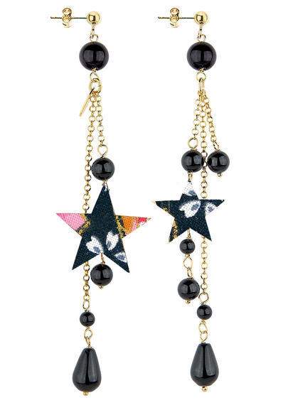 long-black-star-earrings
