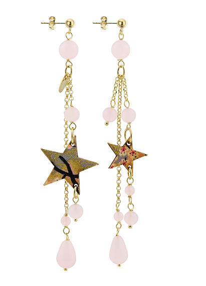 long-pink-star-earrings