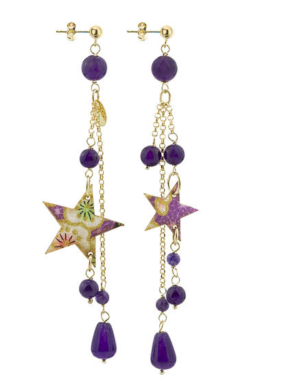 long-purple-star-earrings