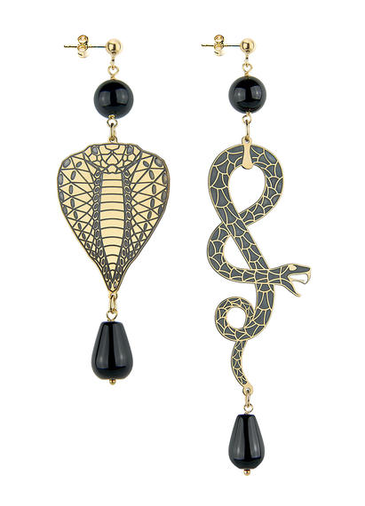 snake-head-and-coiled-snake-large-black-earrings