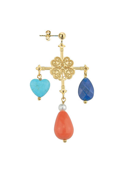 single-cross-with-heart-short-coral-earring