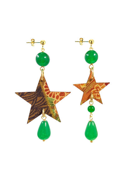 olive-green-silk-star-earrings